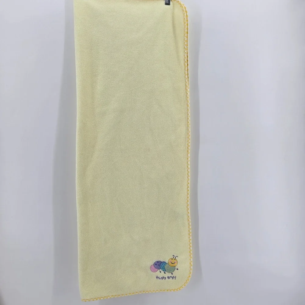 VTG Circo Baby Blanket Huggy Bugs Caterpillar Embroidered Fleece Gingham Yellow